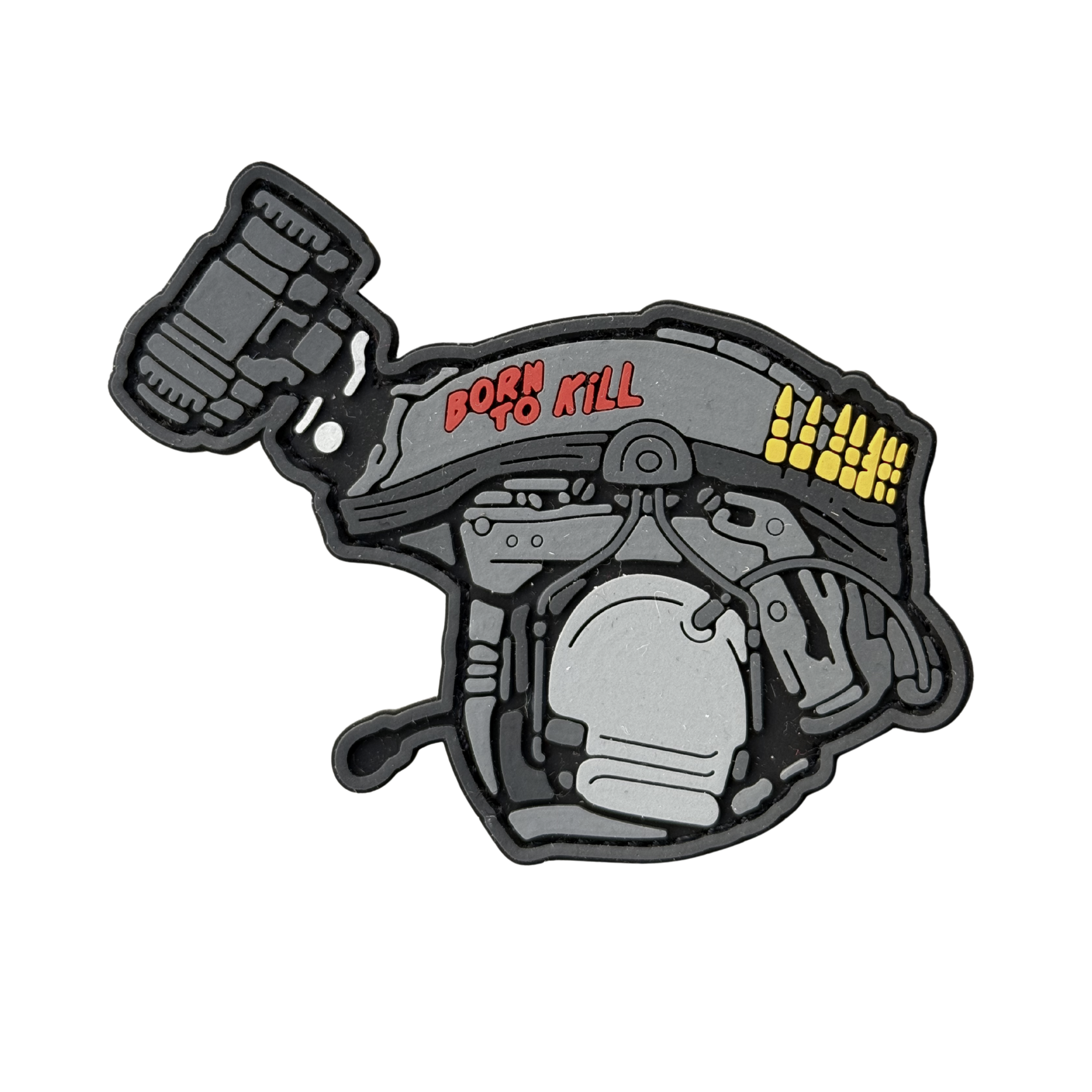PVC patch «BORN TO KILL» gray