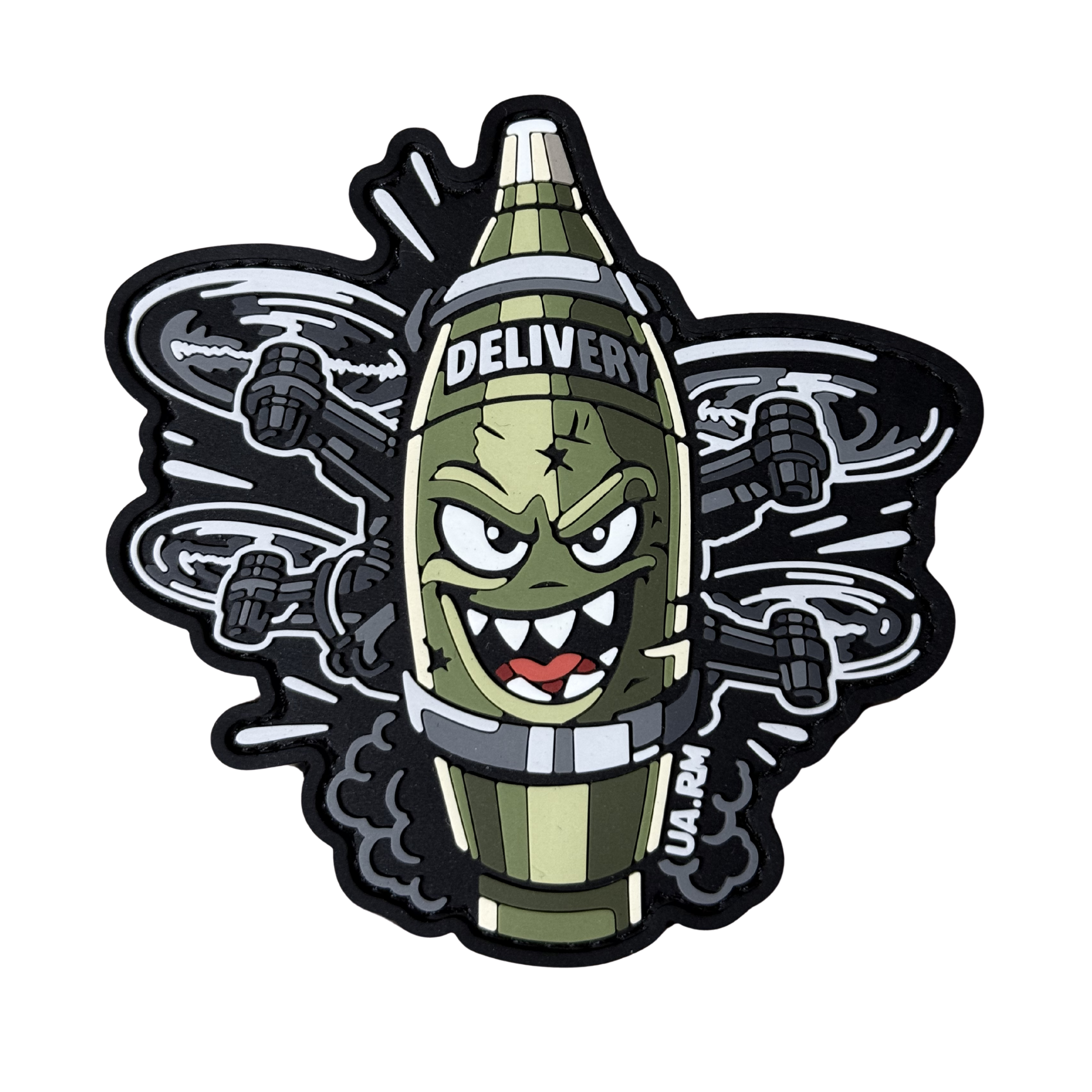 PVC patch «DELIVERY FPV(UARM)» B&W (green mine)