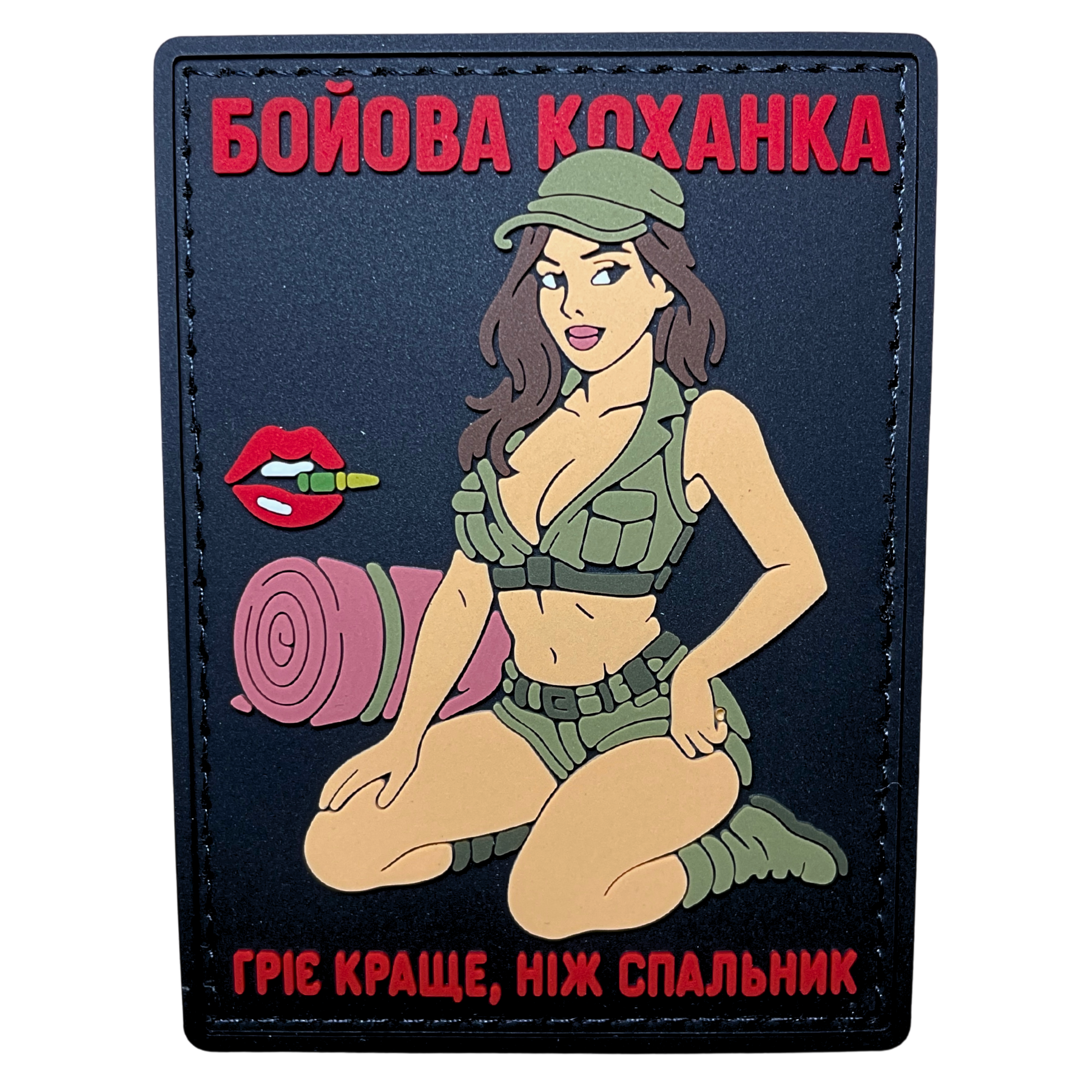 PVC patch GIRL «COMBAT SWEETHEART V1 BLACK» red (label)