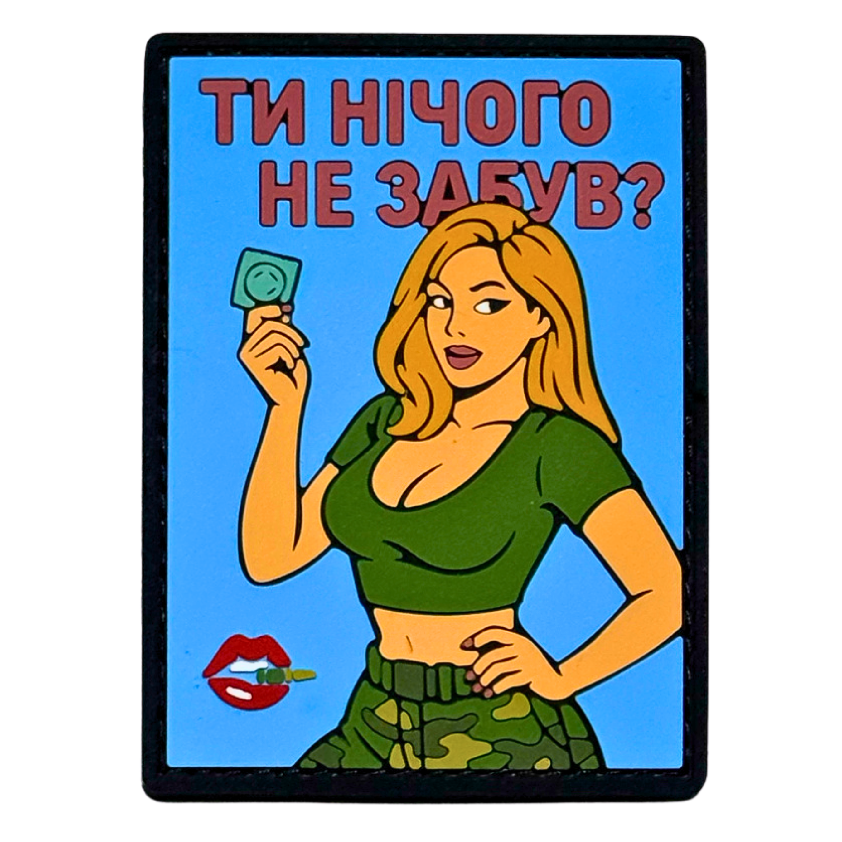 PVC Patch GIRL «YOU HAVEN'T FORGOTTEN ANYTHING?» light blue