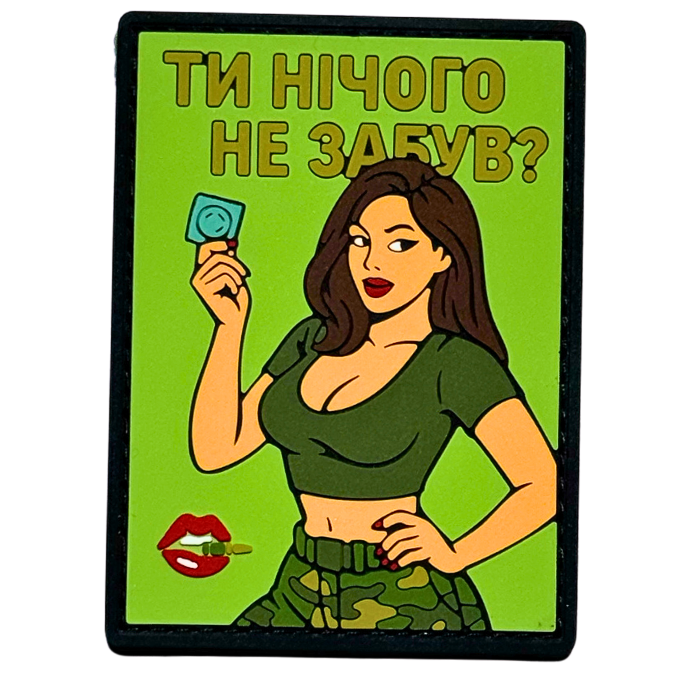 PVC Patch GIRL «YOU HAVEN'T FORGOTTEN ANYTHING?» green