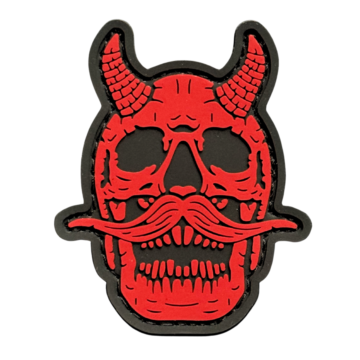 PVC patch «LSC 3.0 Skull with Mustache» red