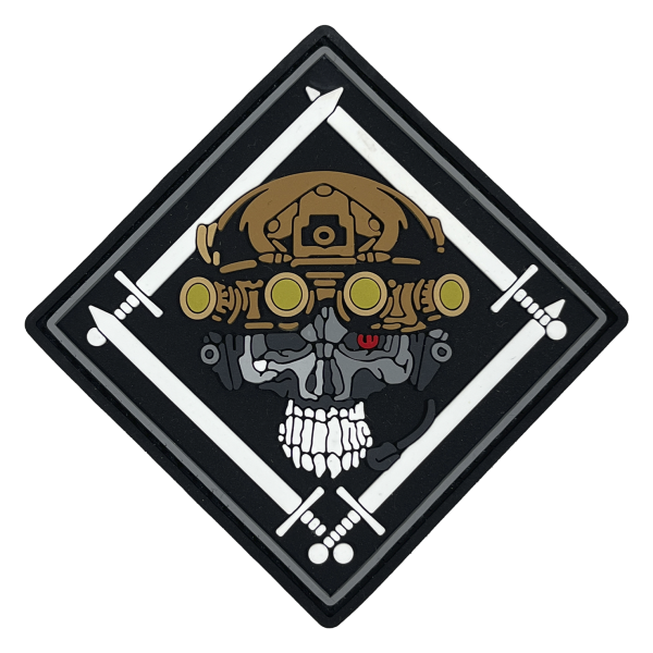 PVC Patch «RHOMBUS WITH SKULL» white